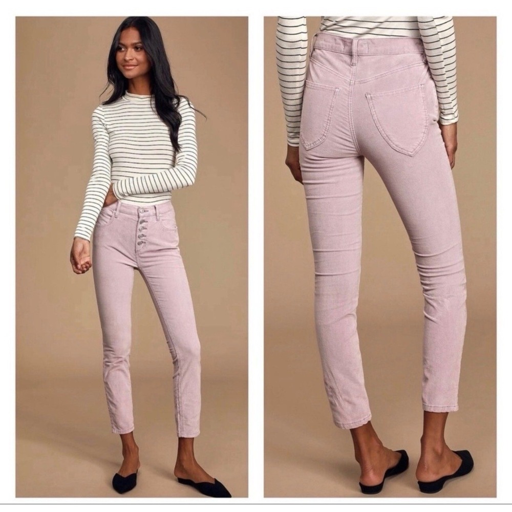 NWT FREE PEOPLE Frosted Lilac Sun Chaser Corduroy Skinny Jeans 27 women's purple